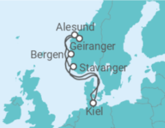 Itinerário do Cruzeiro Noruega - AIDA