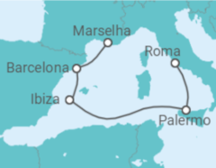 Itinerário do Cruzeiro Espanha, Itália - Costa Cruceros