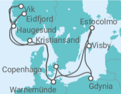 Itinerário do Cruzeiro Noruega, Alemanha, Suécia, Polónia, Dinamarca - AIDA