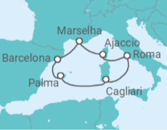 Itinerário do Cruzeiro Espanha, Itália, França TI - AIDA