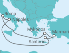 Itinerário do Cruzeiro Itália, Grécia, Turquia TI - MSC Cruceros