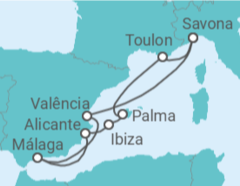 Itinerário do Cruzeiro Espanha, França TI - Costa Cruceros