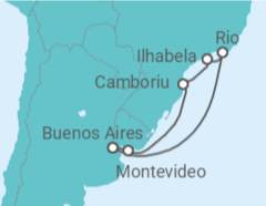 Itinerário do Cruzeiro Argentina, Uruguai, Brasil TI - Costa Cruzeiros