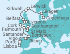 Itinerário do Cruzeiro De Copenhaga a Lisboa - Silversea