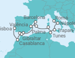 Itinerário do Cruzeiro De Civitavecchia (Roma) a Lisboa - Silversea