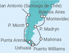 Itinerário do Cruzeiro Viagem Completa pela América do Sul desde Lisboa - Princess Cruises