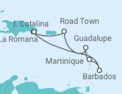 Itinerário do Cruzeiro Barbados, Martinique, Guadalupe, Ilhas Virgens Britânicas - MSC Cruceros