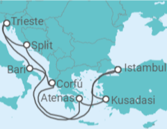 Itinerário do Cruzeiro Croácia, Grécia, Turquia, Itália - MSC Cruceros