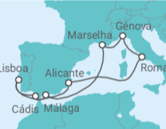 Itinerário do Cruzeiro Itália, França, Espanha, Portugal - MSC Cruceros