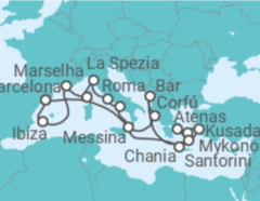 Itinerário do Cruzeiro Itália, Grécia, Turquia, Espanha, França - Princess Cruises
