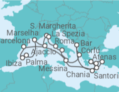 Itinerário do Cruzeiro Espanha, França, Itália, Grécia, Turquia - Princess Cruises