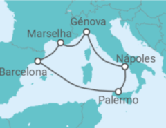 Itinerário do Cruzeiro Espanha, França, Itália - MSC Cruzeiros