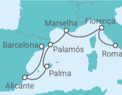 Itinerário do Cruzeiro Espanha, França, Itália - Oceania Cruises