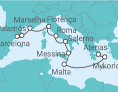 Itinerário do Cruzeiro Espanha, França, Itália, Malta, Grécia - Oceania Cruises