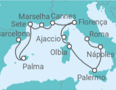 Itinerário do Cruzeiro De Barcelona a Civitavecchia (Roma) - Oceania Cruises