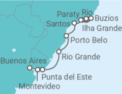 Itinerário do Cruzeiro Brasil, Uruguai - Oceania Cruises