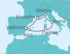 Itinerário do Cruzeiro Espanha, Itália, França com Bebidas - MSC Cruceros