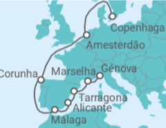 Itinerário do Cruzeiro Holanda, Espanha, França com Bebidas - MSC Cruceros