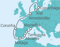Itinerário do Cruzeiro Dinamarca, Holanda, Espanha com Bebidas - MSC Cruceros