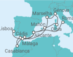 Itinerário do Cruzeiro De Lisboa a Civitavecchia (Roma) com Bebidas - MSC Cruceros