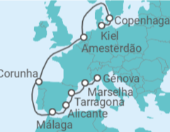 Itinerário do Cruzeiro Dinamarca, Holanda, Espanha, França com Bebidas - MSC Cruceros