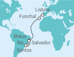 Itinerário do Cruzeiro Portugal, Brasil com Bebidas - MSC Cruceros