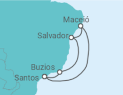 Itinerário do Cruzeiro Brasil TI - MSC Cruzeiros