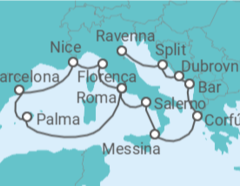 Itinerário do Cruzeiro De Civitavecchia (Roma) a Ravenna (Italia) - NCL Norwegian Cruise Line