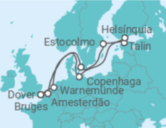 Itinerário do Cruzeiro Holanda, Alemanha, Estónia, Finlândia, Suécia, Dinamarca, Bélgica - Carnival Cruise Line
