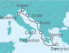 Itinerário do Cruzeiro Grécia, Montenegro, Eslovénia - NCL Norwegian Cruise Line