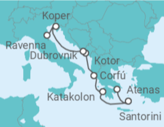Itinerário do Cruzeiro Grécia, Montenegro, Croácia, Eslovénia - NCL Norwegian Cruise Line
