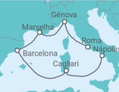 Itinerário do Cruzeiro Itália, França, Espanha - Costa Cruceros