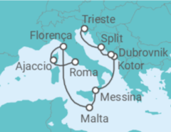 Itinerário do Cruzeiro França, Itália, Malta, Montenegro, Croácia - Princess Cruises
