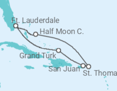 Itinerário do Cruzeiro Bahamas, Porto Rico, Ilhas Virgens Americanas - Holland America Line