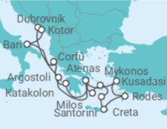 Itinerário do Cruzeiro Grécia, Croácia, Montenegro, Itália, Turquia - Celestyal Cruises
