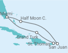 Itinerário do Cruzeiro Bahamas, Porto Rico, Ilhas Virgens Americanas - Holland America Line
