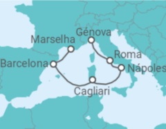 Itinerário do Cruzeiro Espanha, Itália - Costa Cruceros