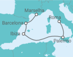 Itinerário do Cruzeiro Espanha, Itália - Costa Cruceros