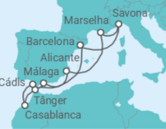 Itinerário do Cruzeiro Marrocos, Espanha, França, Itália - Costa Cruzeiros