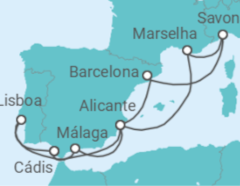 Itinerário do Cruzeiro Espanha, França, Itália, Portugal - Costa Cruceros