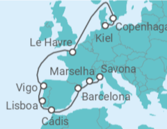 Itinerário do Cruzeiro De Kiel (Alemanha) a Savona - Costa Cruceros