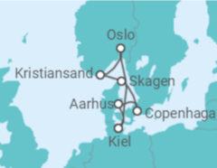 Itinerário do Cruzeiro Noruega, Dinamarca - AIDA