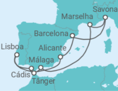 Itinerário do Cruzeiro Espanha, Portugal, Marrocos, França - Costa Cruceros
