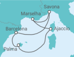 Itinerário do Cruzeiro Espanha, França, Itália - Costa Cruzeiros