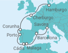 Itinerário do Cruzeiro Espanha, Portugal, França - Costa Cruzeiros