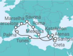 Itinerário do Cruzeiro Itália, Grécia, Tunísia, Espanha, França - Costa Cruceros