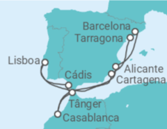 Itinerário do Cruzeiro Espanha, Portugal, Marrocos - Costa Cruceros