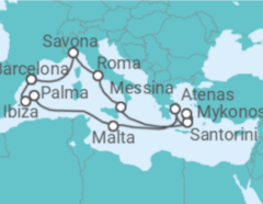 Itinerário do Cruzeiro Espanha, Malta, Grécia, Itália - Costa Cruceros