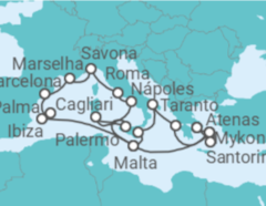 Itinerário do Cruzeiro Grécia, Malta, Espanha, França, Itália - Costa Cruzeiros