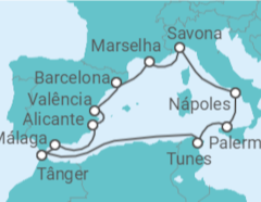 Itinerário do Cruzeiro França, Itália, Tunísia, Marrocos, Espanha - Costa Cruceros